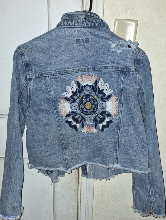 bebe Jackets & Blazers - bebe Light Blue Denim Jacket with Black Label